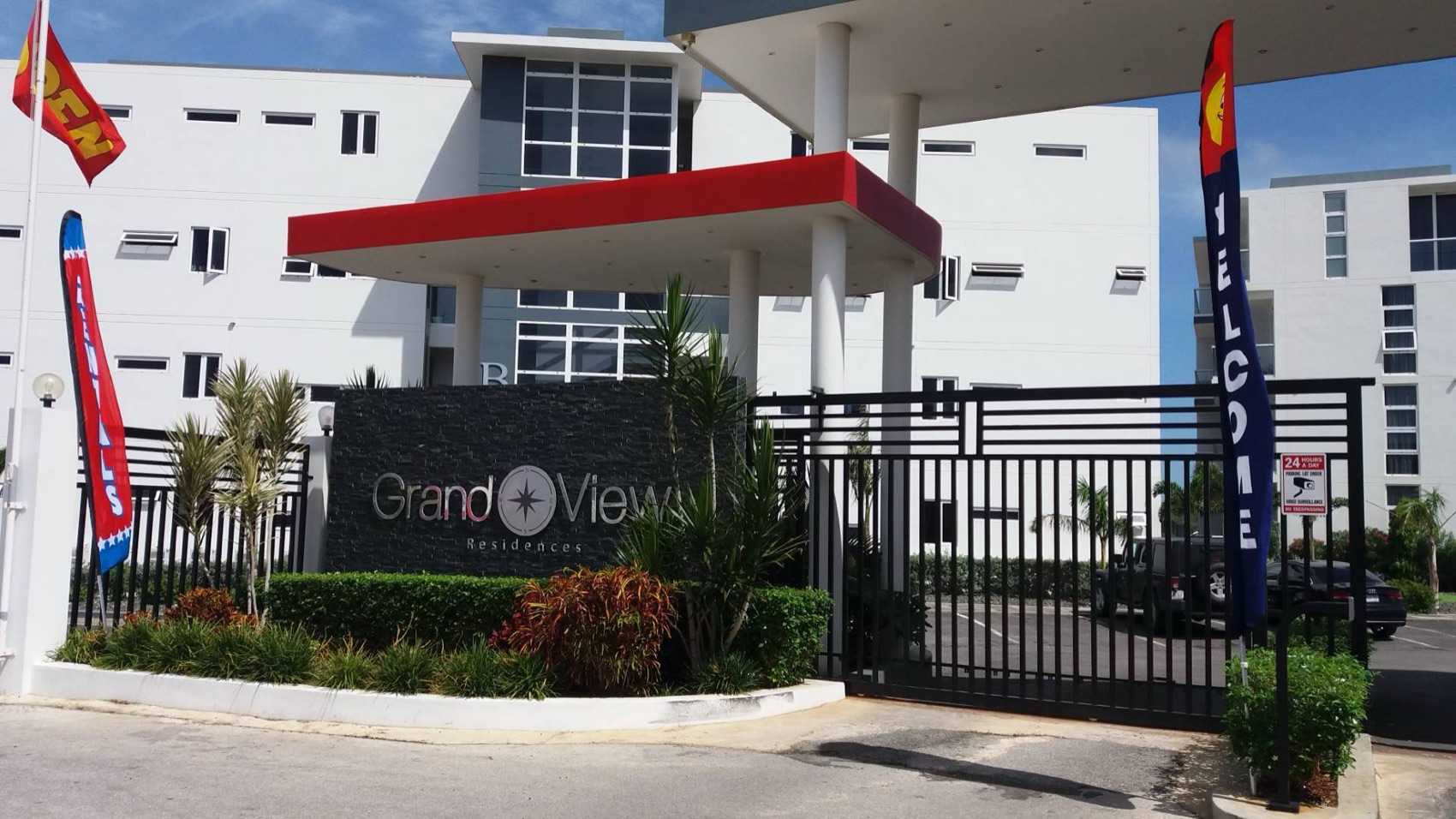 The gated entrance of Grand View Residences, Willemstad, Curaçao